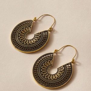 Bohemian Hollow Center Drop Hoop Earrings